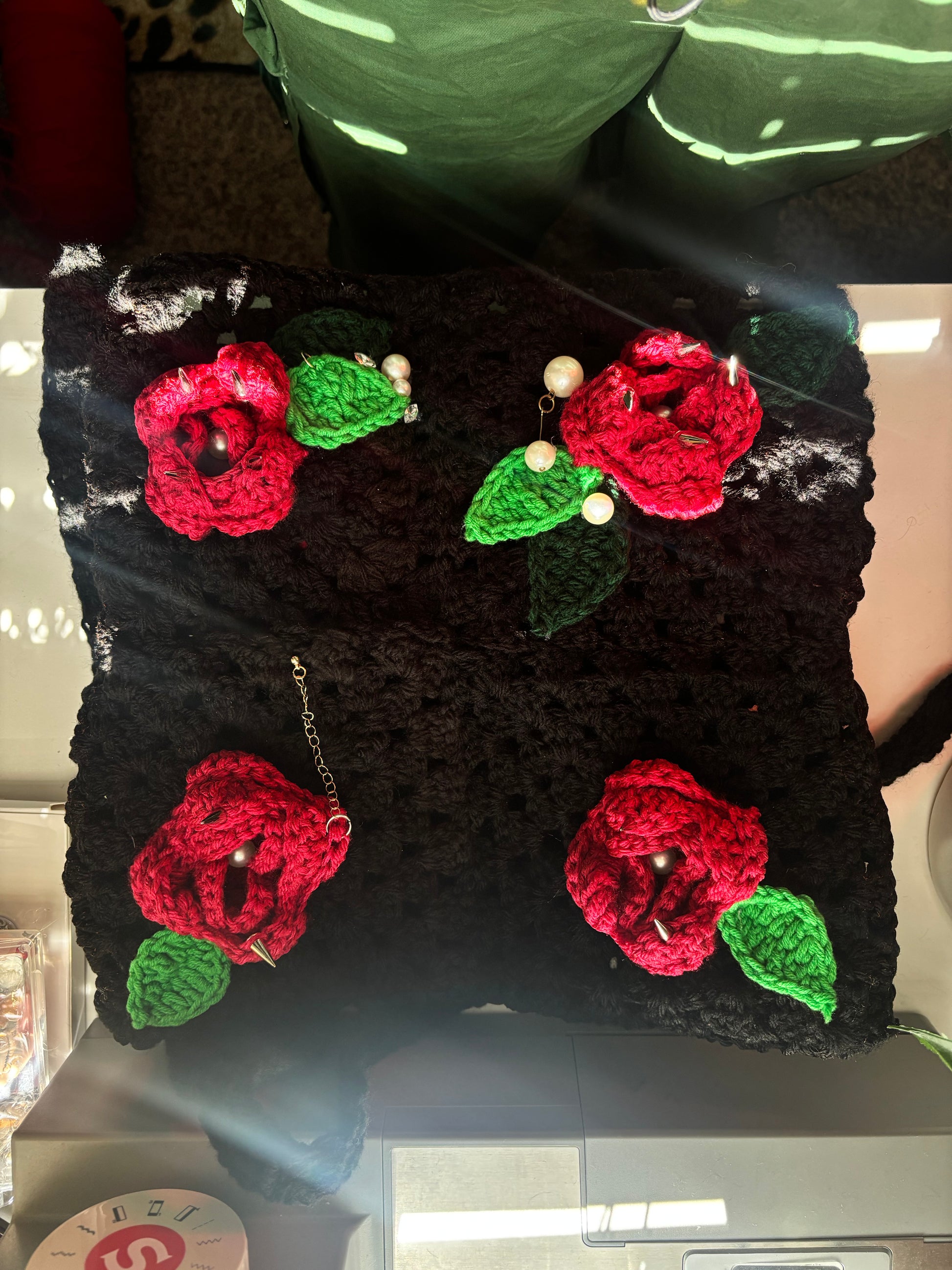 Granny Square Rose Beanie