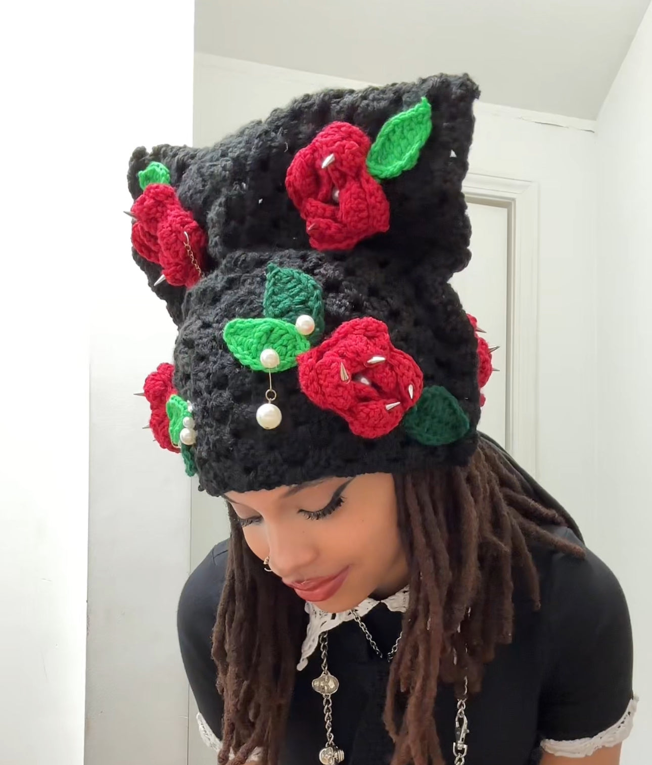 Granny Square Rose Beanie