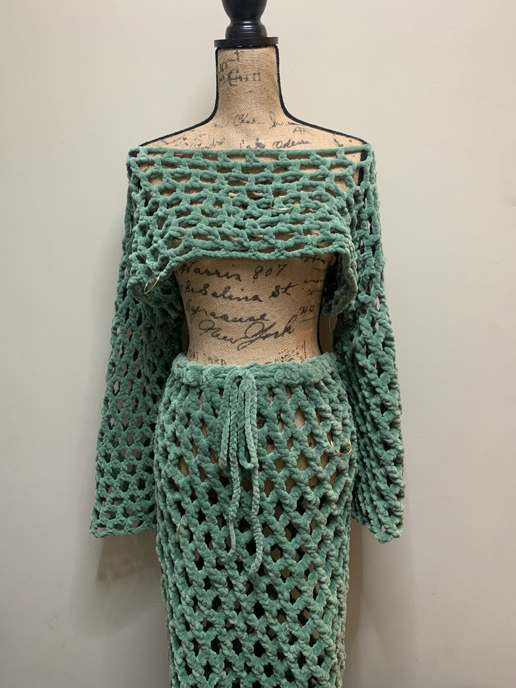 Chunky Mesh Sleeve&Skirt Set